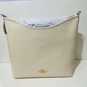 Coach Laurel Large Shoulder Bag Chalk White Pebble Leather NWT $498 CY68